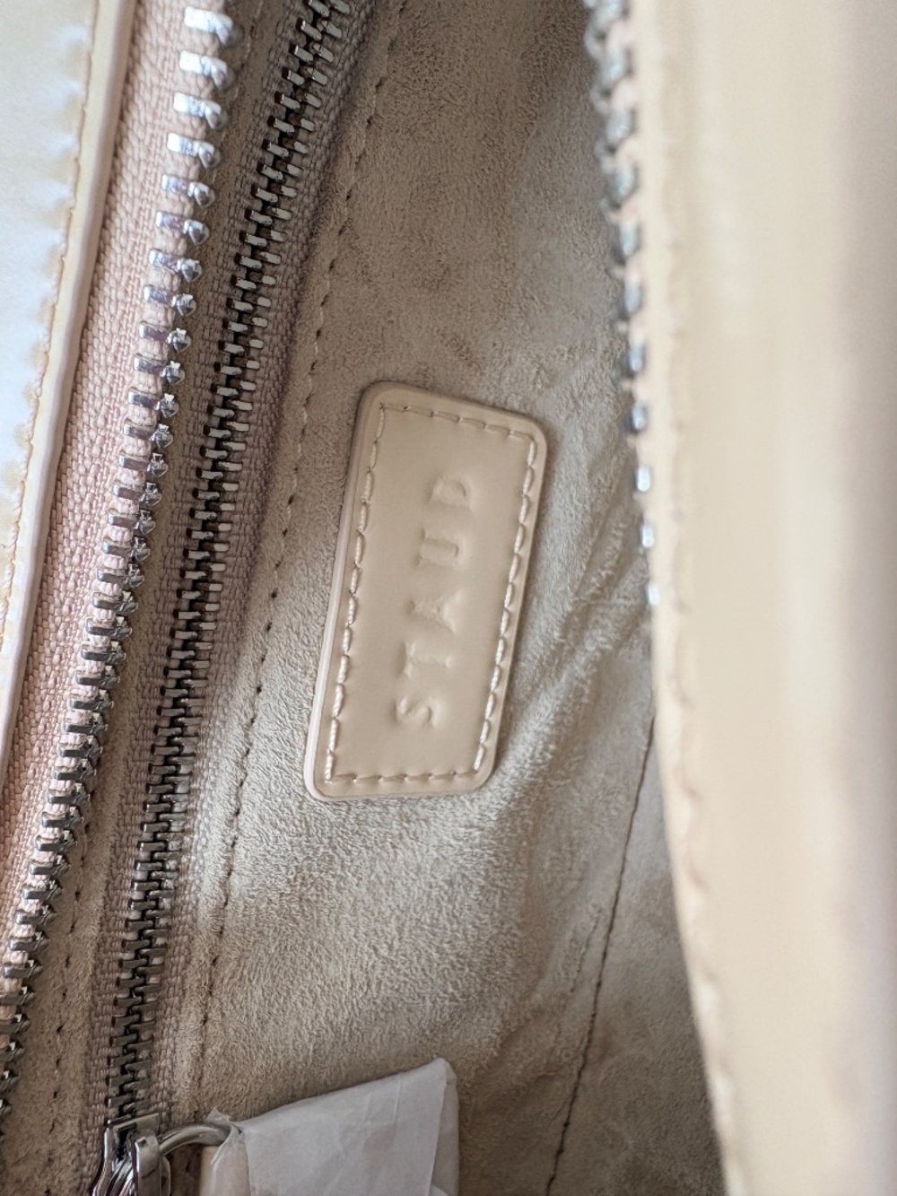 NWT STAUD Ollie Leather Shoulder Bag Oat Neutral Gold Silver Hardware - Picture 4 of 10